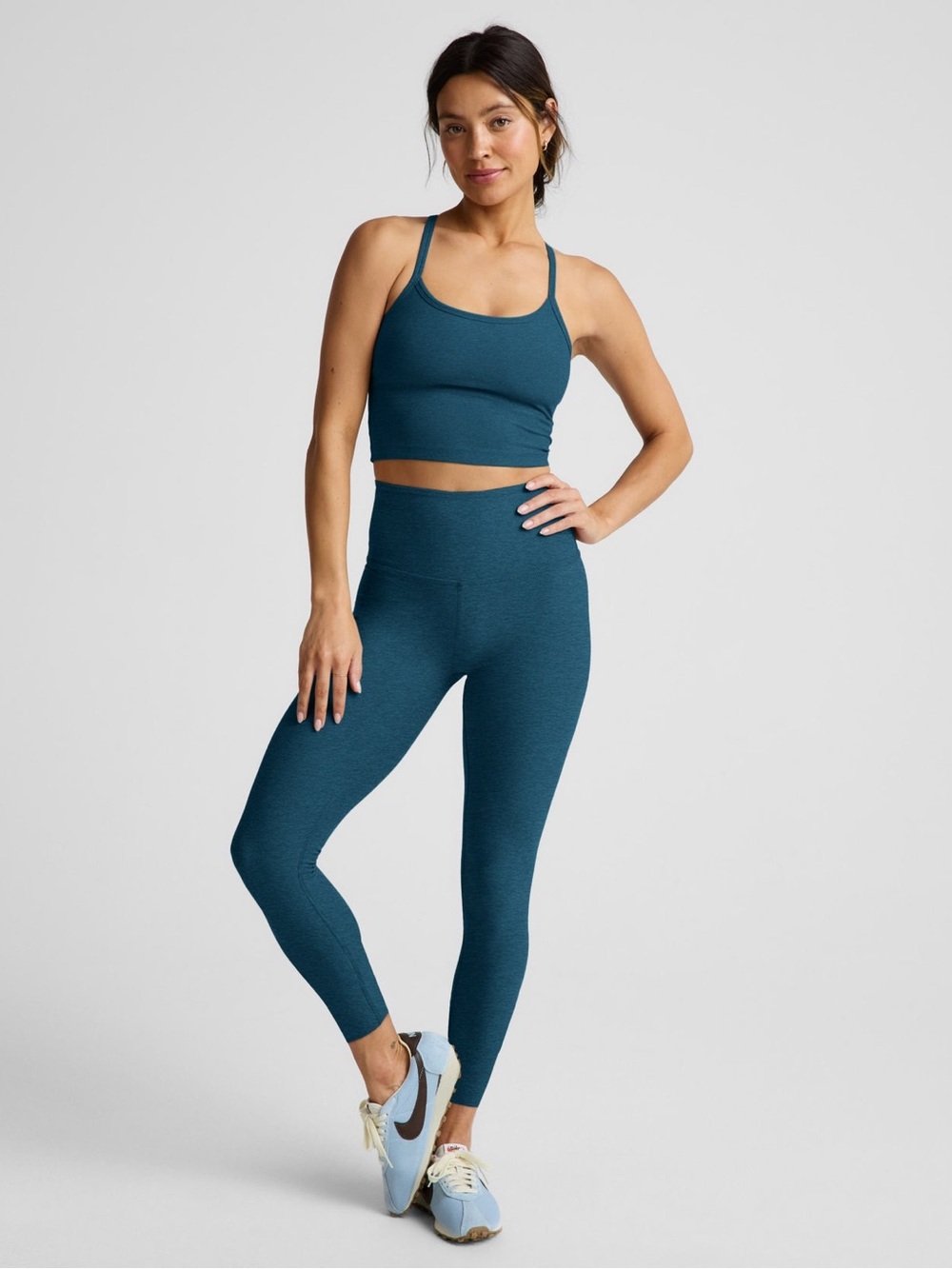 Beyond Yoga Spacedye Slim Racerback Cropped Tank - Blue Gem Heather